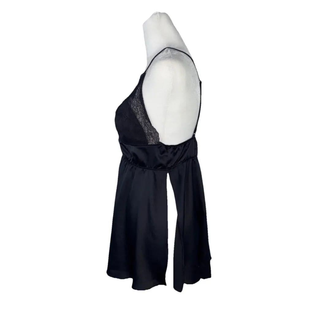 Victoria Secret Black Lace Cami Lingerie Chemise Top Slip Babydoll Size Med - Image 4