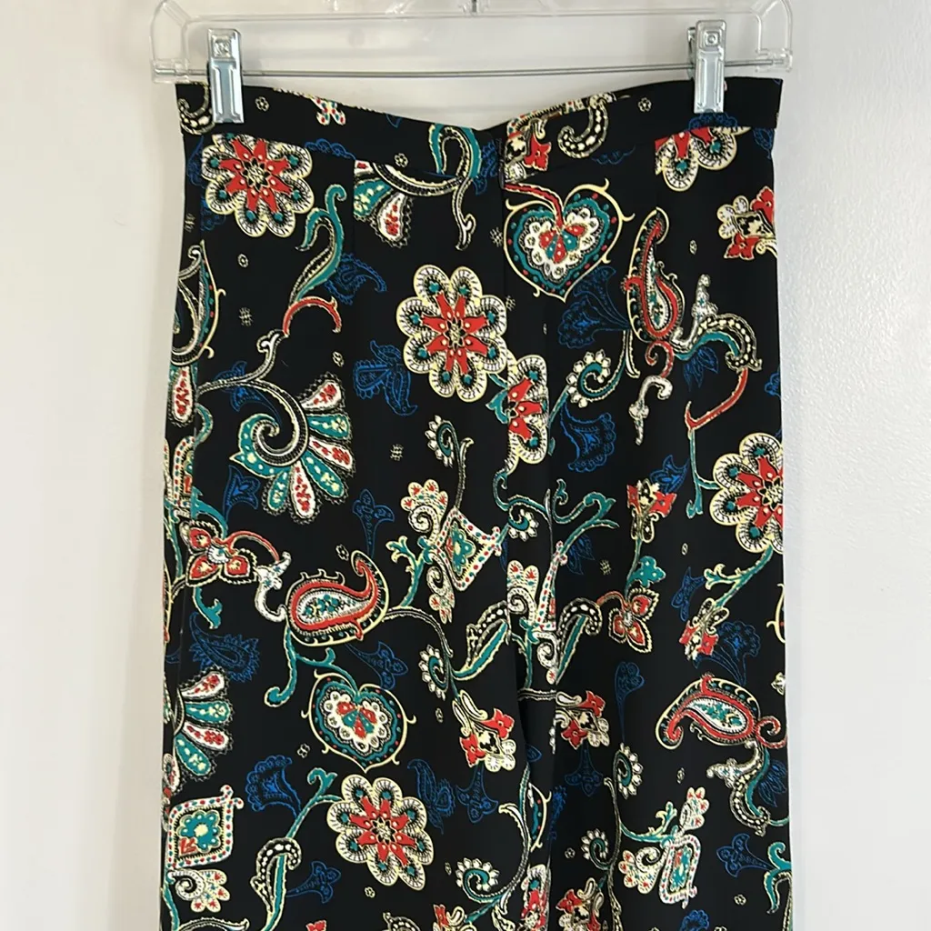 Kate Moss Topshop Paisley Wide Leg Pants Black Size 6 - Image 8