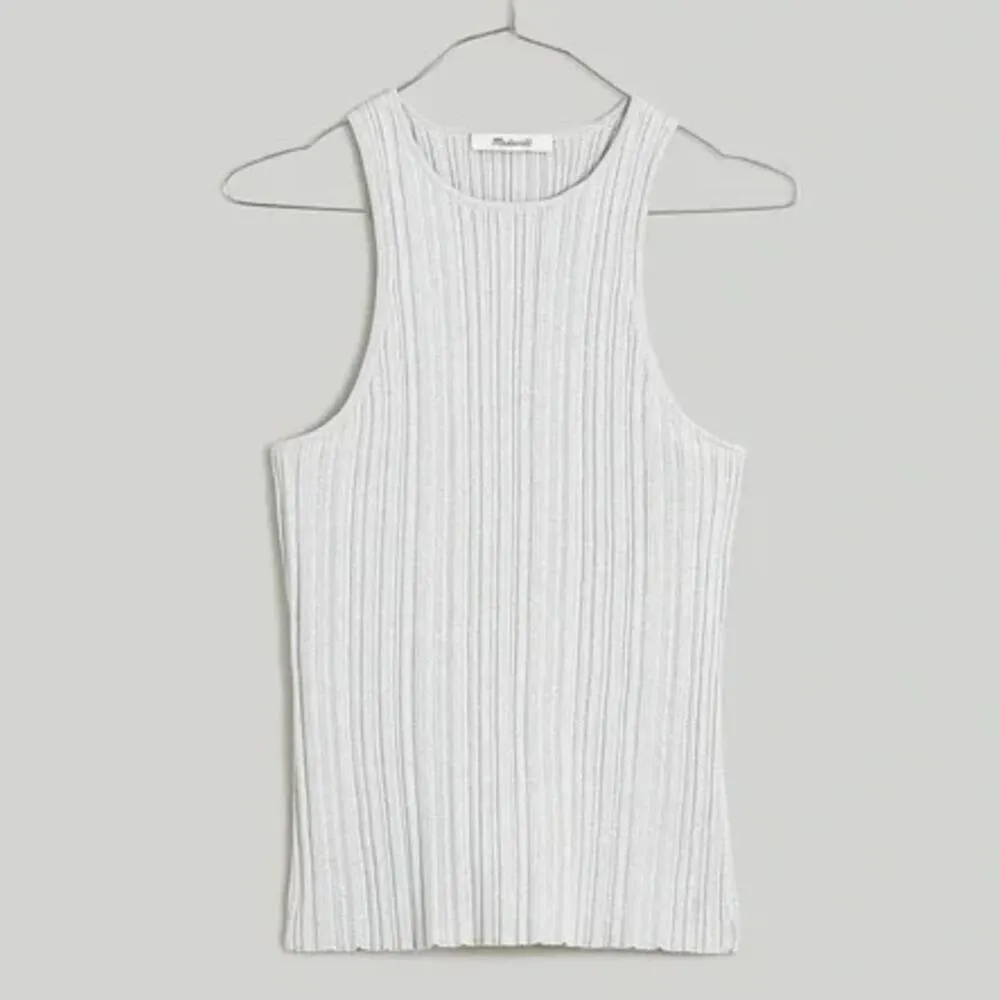 Madewell The Signature Shimmer Knit Cutaway Sweater Tank Ribbed Gray XS NWT - Image 2