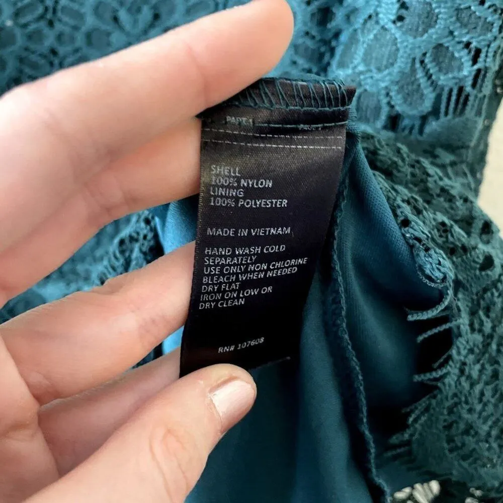 Laundry by Shelli Segal green lace midi dress semi formal short sleeves summer - Image 7