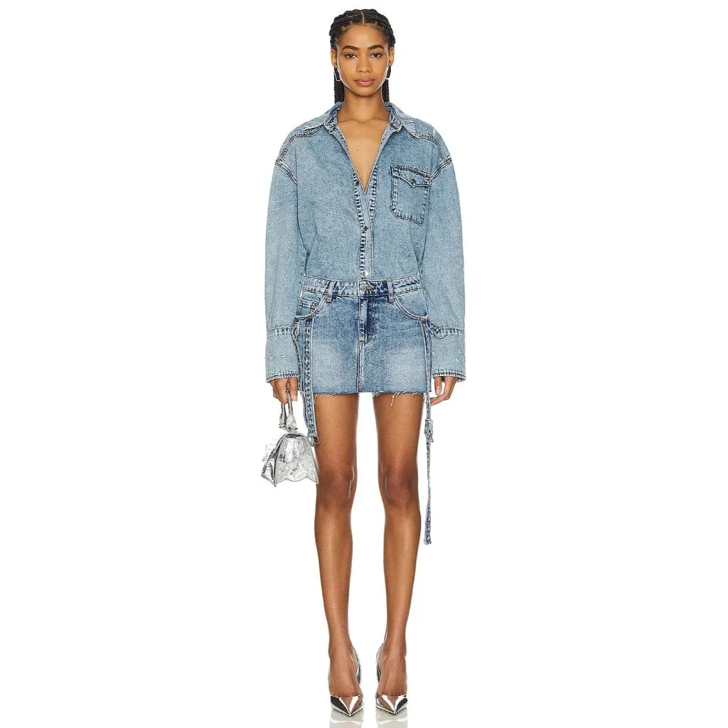 retrofete Sherona Denim Mini Skirt Oasis Womens Size 25 Blue - Image 2