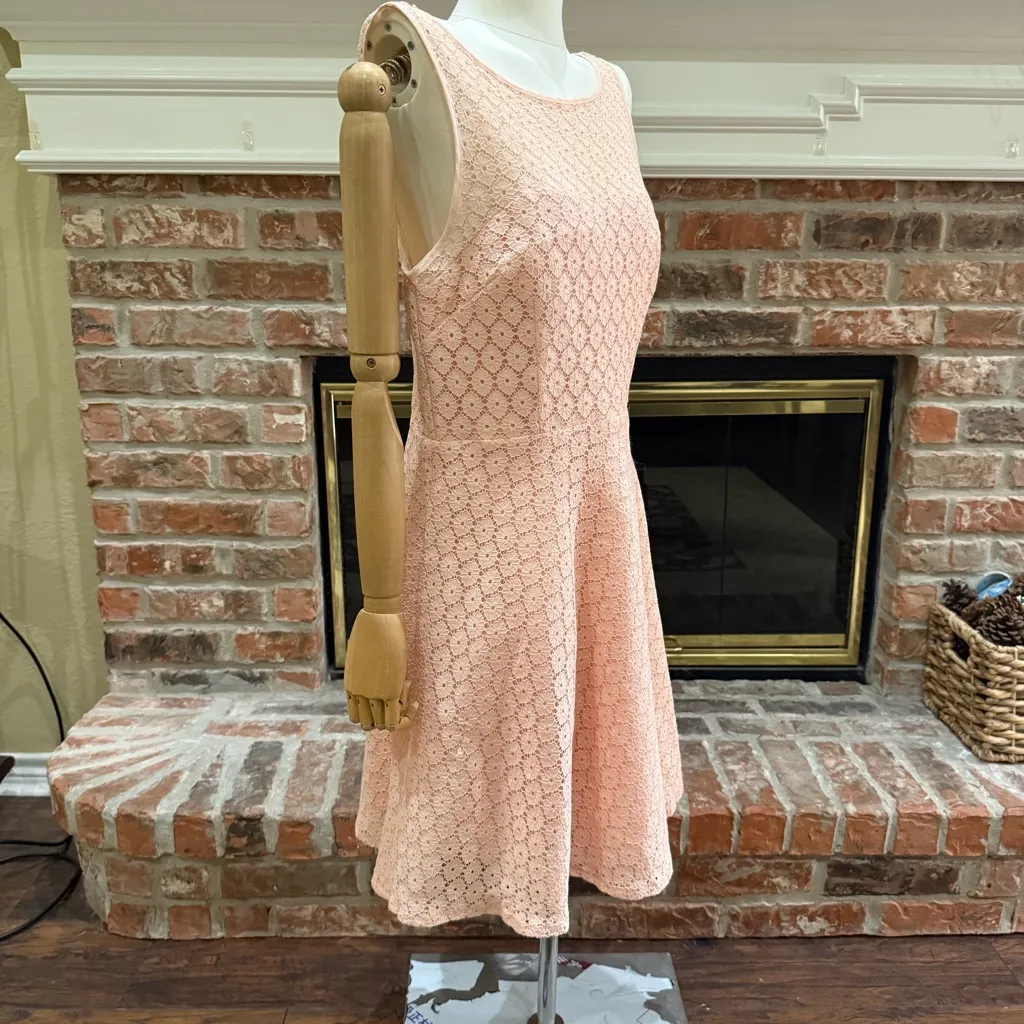 BETSEY JOHNSON peach lined lace dress with peekaboo sheer lace collar & back / 6 - Image 11
