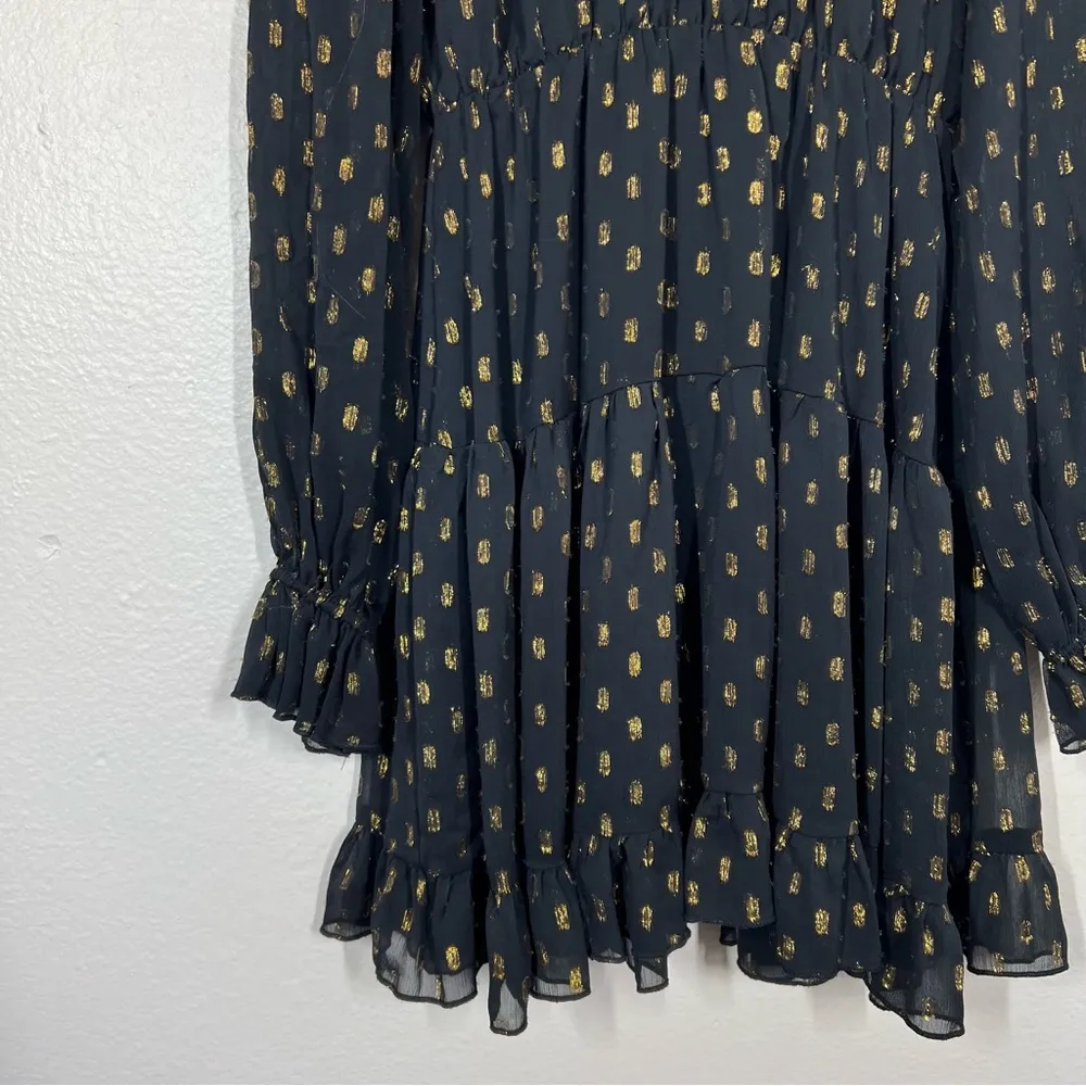 OPT One Pretty Time Black Lluvia Smocked Long Sleeve Mini Dress Size M - Image 5