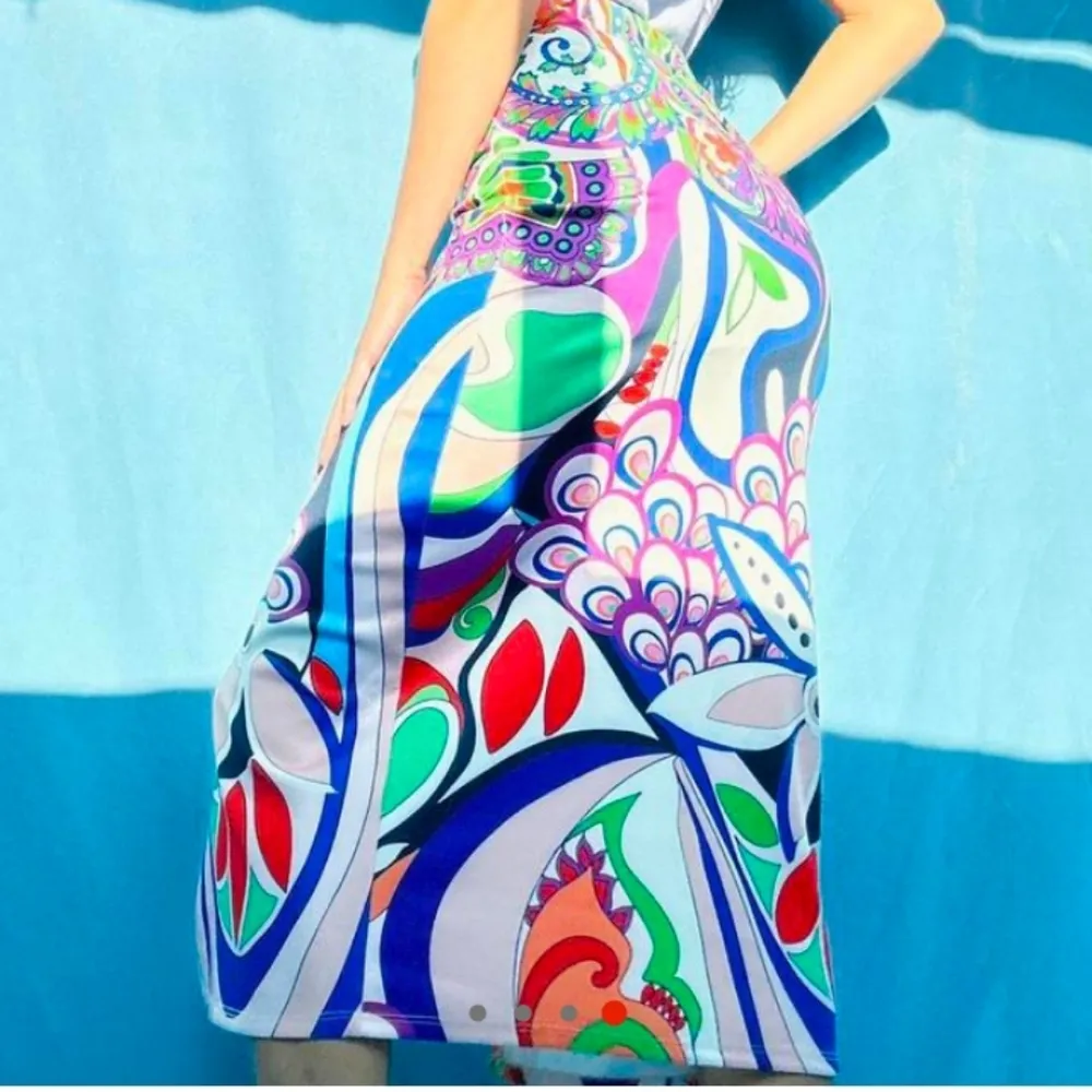 Y2K 70's Style Paisley Rainbow Skirt Size M - Image 4