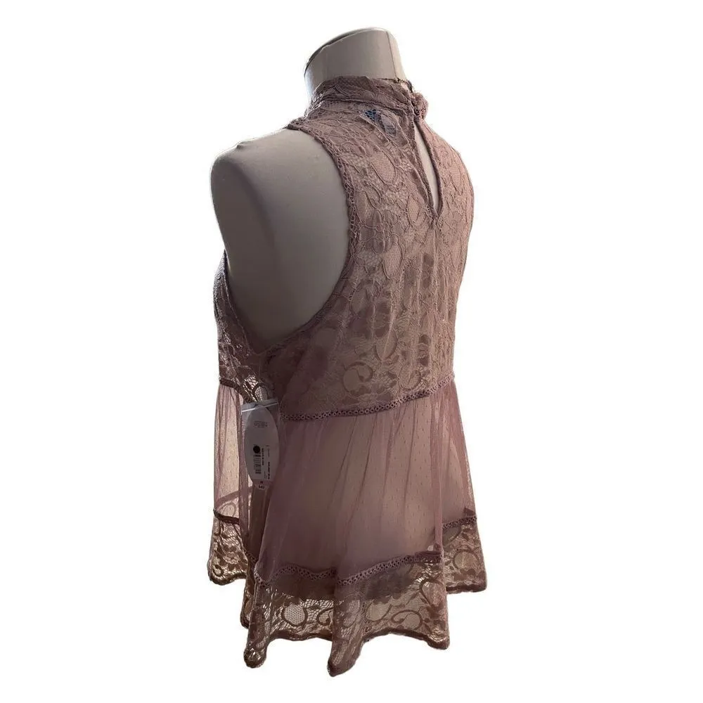 Boutique Lace Flowy Crochet Sleeveless Blouse Size OX, Blush Pink NWT - Image 11