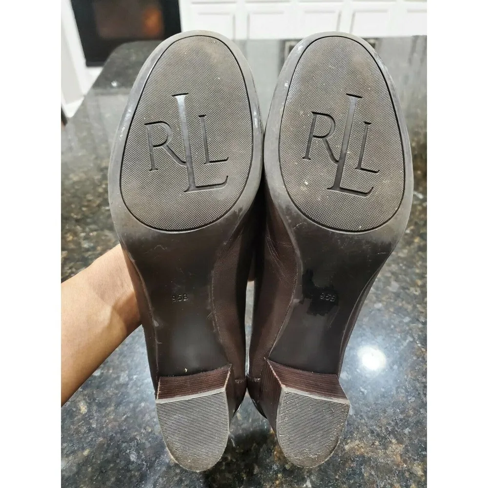 Lauren Ralph Lauren Women's Brown Leather Closed Toe Casual Flats Size US 9.5B - Image 11