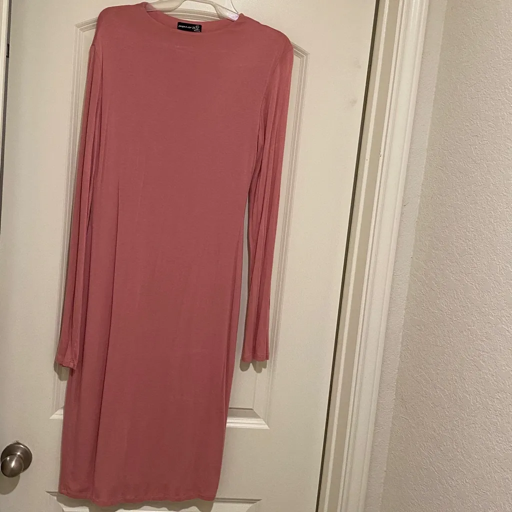 Chic Mauve Long Sleeve Dress Pink Size L - Image 2
