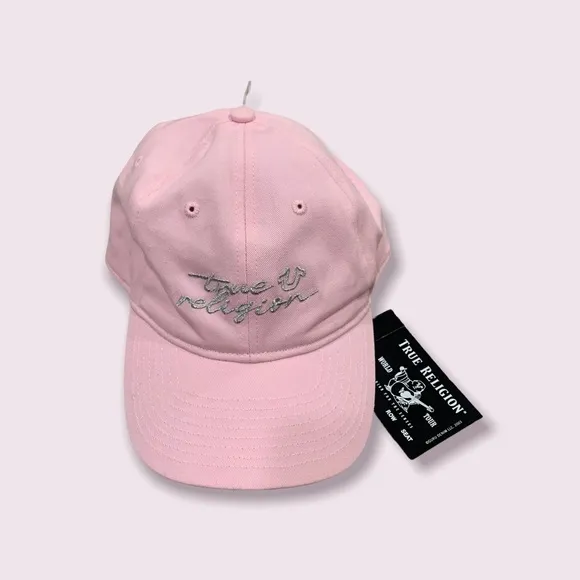 NWR True Religion Woman’s Pink w/Silver Script Adjustable Baseball Cap/Hat - Image 2