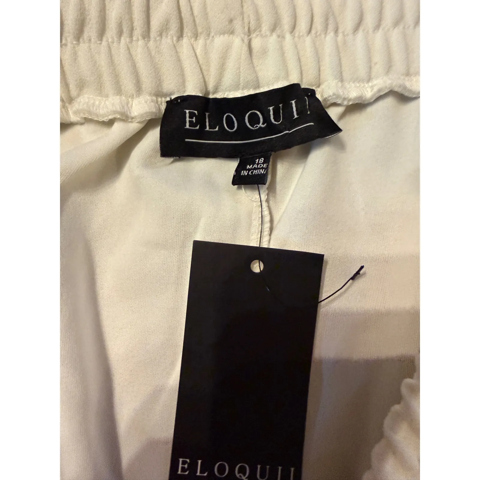 Eloquii White Wide Leg Pants Sz 18 NWT Flawed Elastic Waist Pull-On READ - Image 3