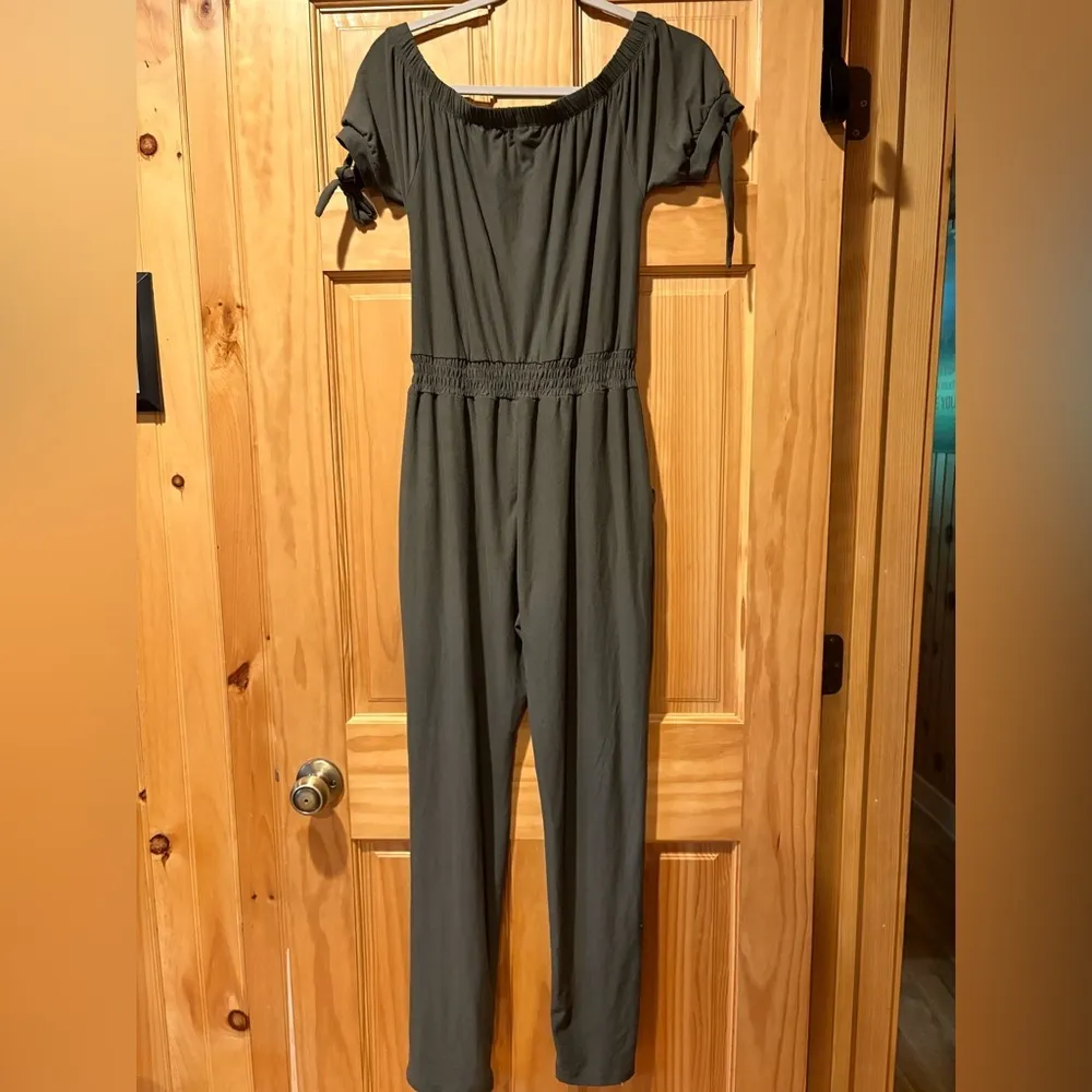 Derek Heart Green Off-the-Shoulder Jumpsuit size M - Image 2