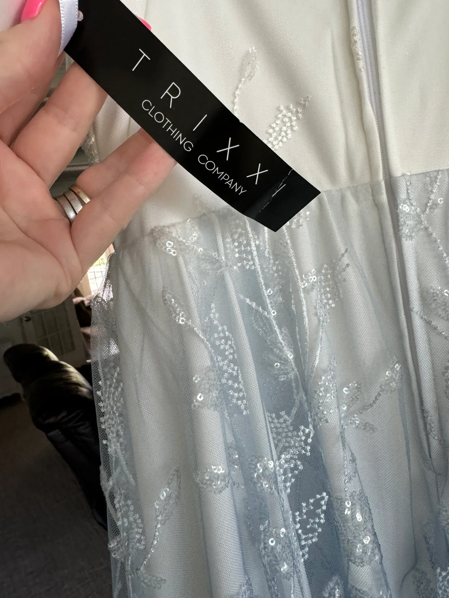 Dress - White with Blue Overlay - Image 6