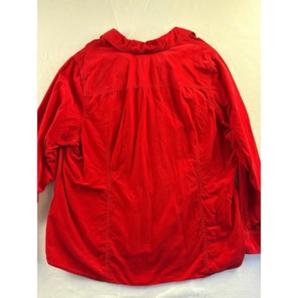 Charter Club Red Corduroy Button-Up Shirt 3X Made In China 100% Cotton - Image 4