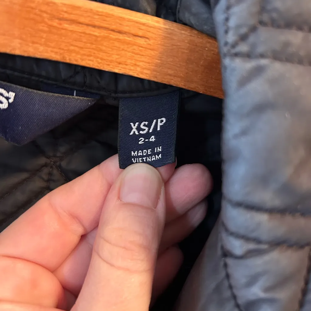 Lands' End Womens Diamond Quilted Primaloft Jacket XS P Button Black Lightweight - Image 4