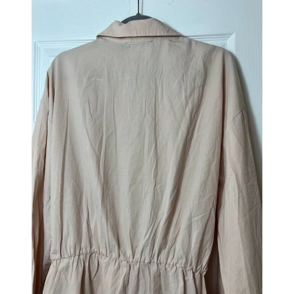 Fashion to Figure Beige Utility Tie Front Cotton Long Sleeve Romper Size 1X - Image 11