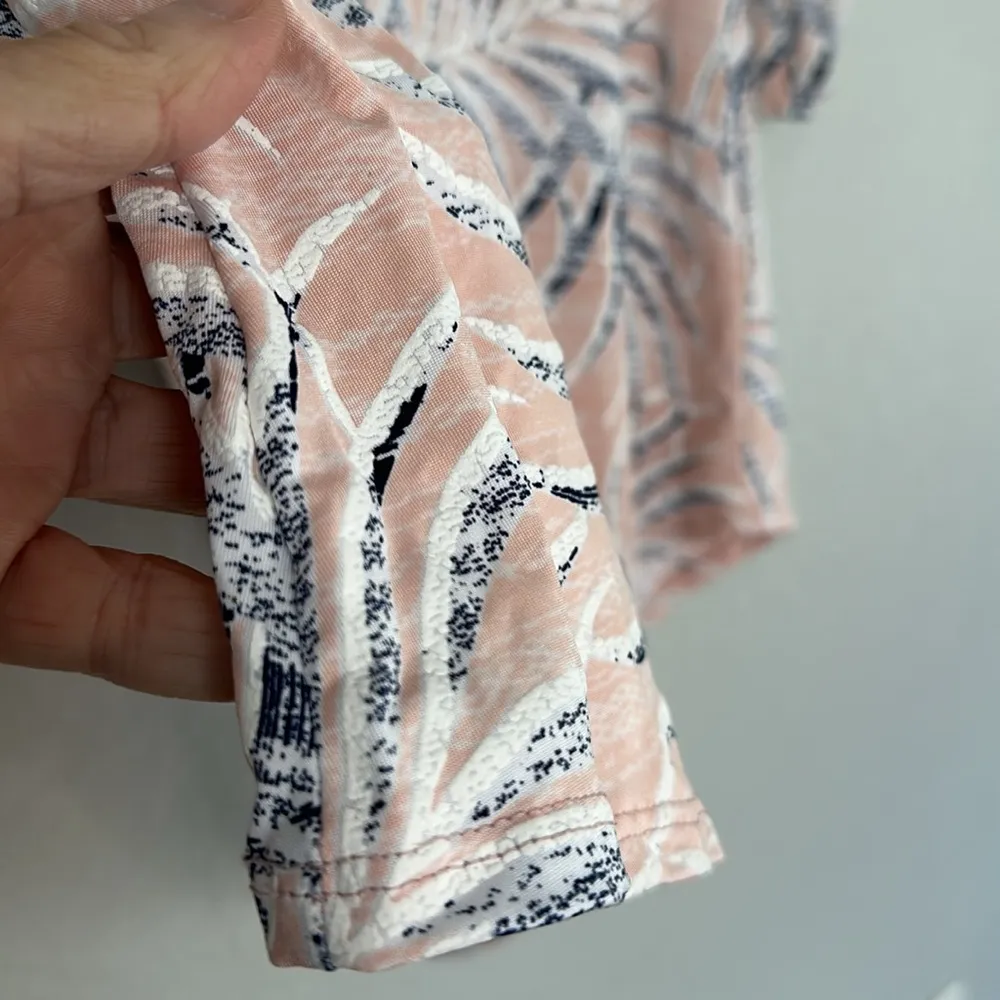 Clara Sun Woo Stretchy Top Asymmetrical Blush Pink Tropical Resortwear Vacation Size XS - Image 4