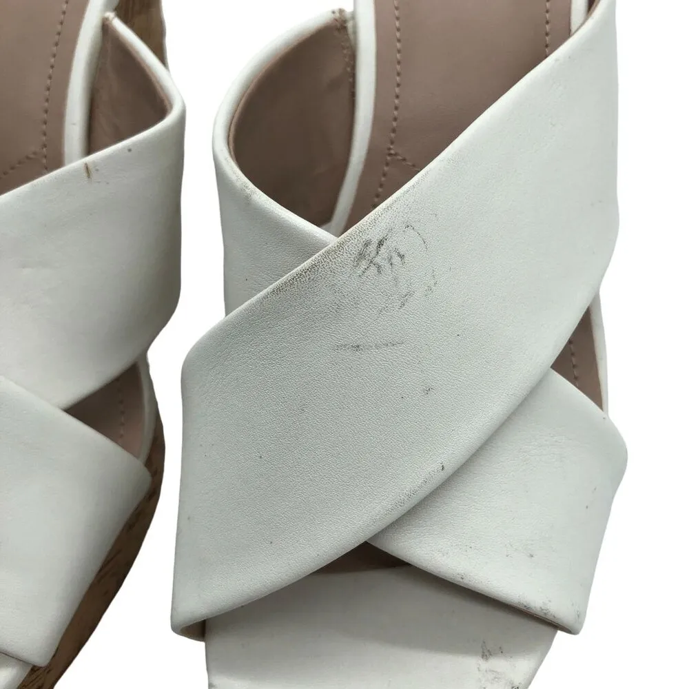 Charles by Charles David Womens Cork Wedge Sandal Faux Leather Slide White 10 - Image 4