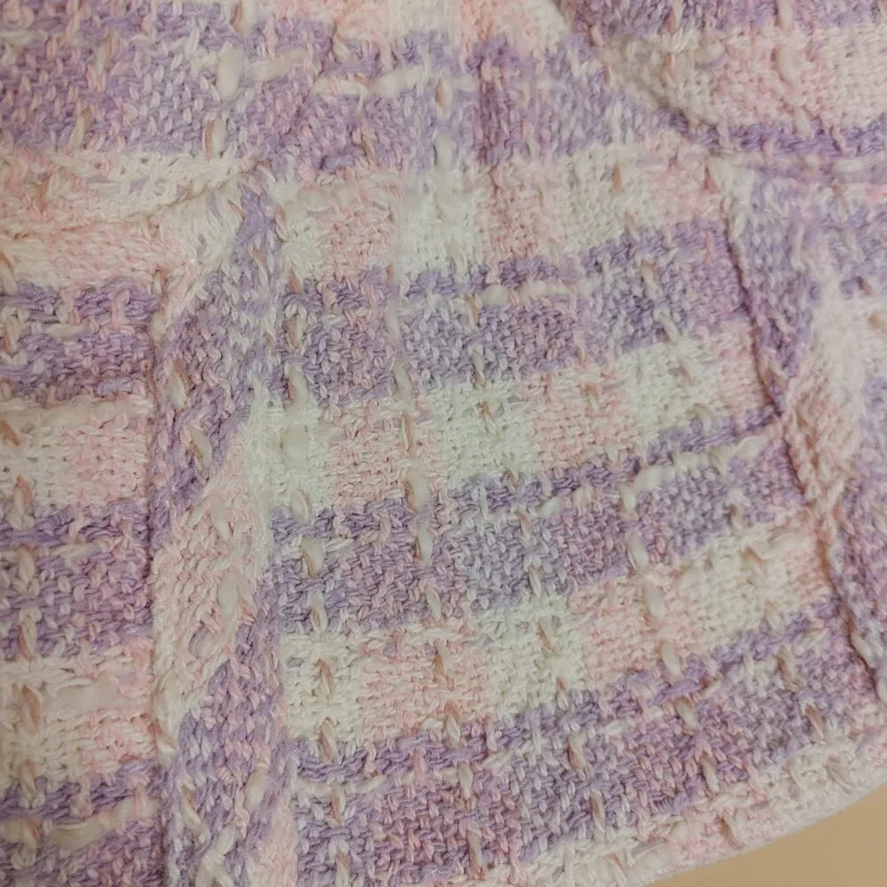 Zara New NWT Cropped Bra Tweed Purple White Striped Stripes Kawaii Twee Small - Image 6