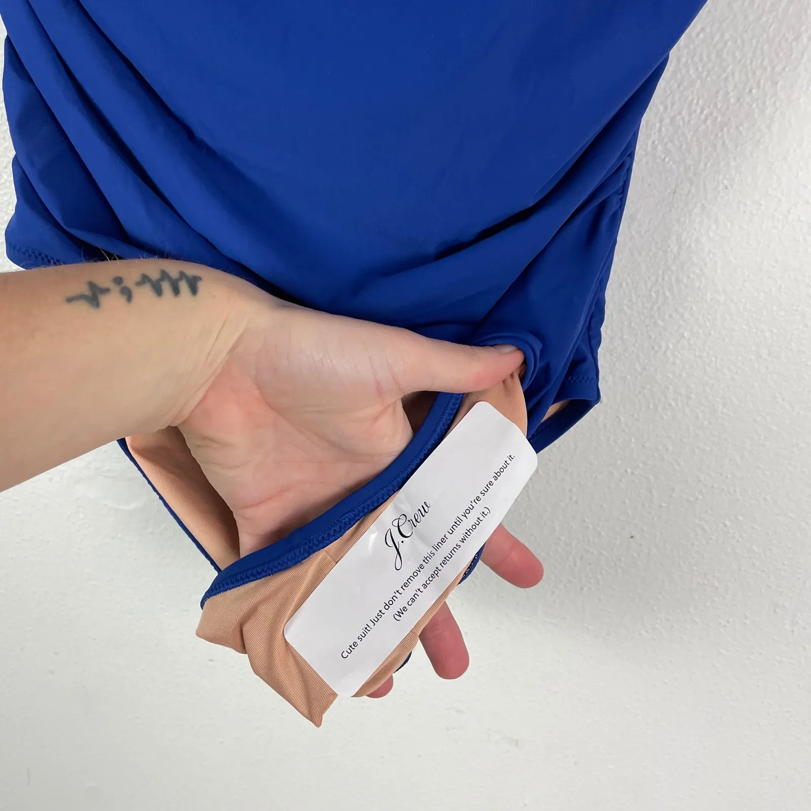 NWT J. Crew Matte Ruffle One Shoulder One Piece Swimsuit Royal Blue Size 14 - Image 3