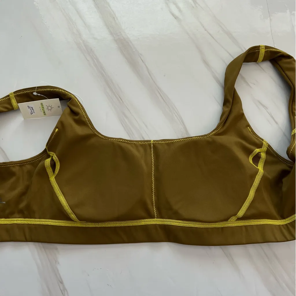 Offline by Aerie Sports Bra Size Small Sweat Cardio Most Support Brown Mustard - Image 6