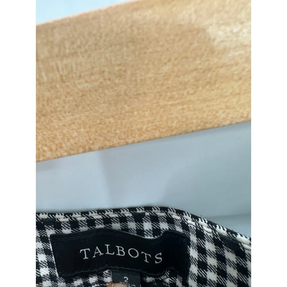Talbots Dress Pants Women 2 Black White Wool Gingham Polka Dot Bow Ankle Detail - Image 8