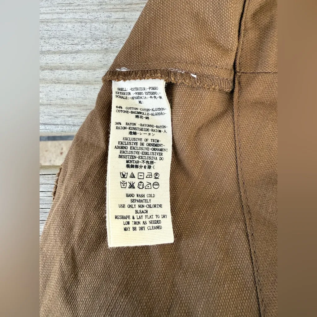 Free People Brown Sleeveless Top Asymmetrical Button Ruched Back Size‎ Small NWT - Image 9