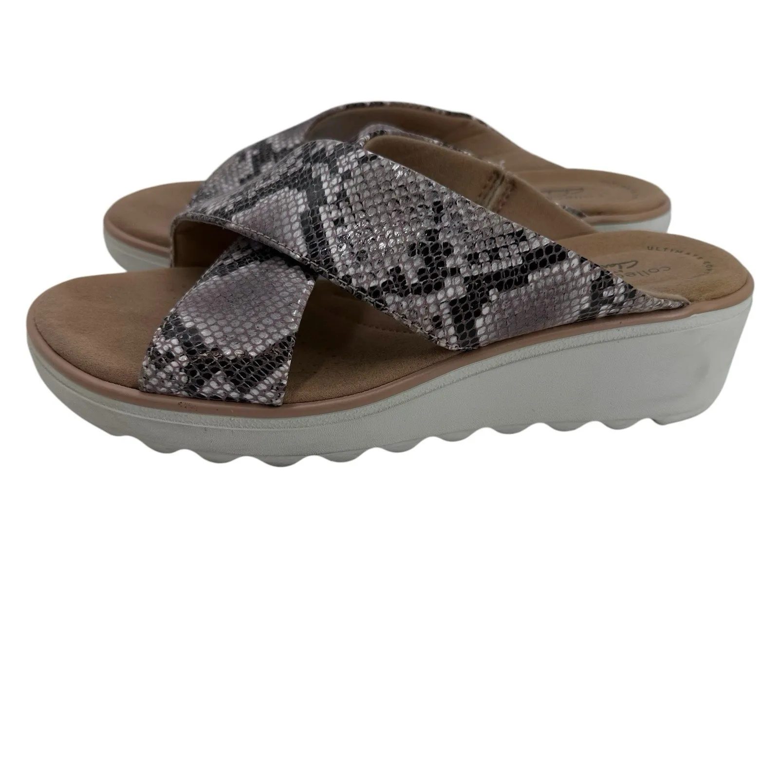 Clarks‎ Jillian Gem Sandal in Natural Snake Women's Size 7 W Slide Slip on Flats - Image 4