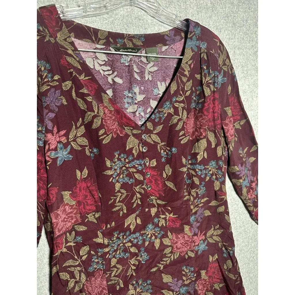 Vintage Eddie Bauer Medium Tall Womens Floral Maxi Dress Cottagecore Grunge - Image 8