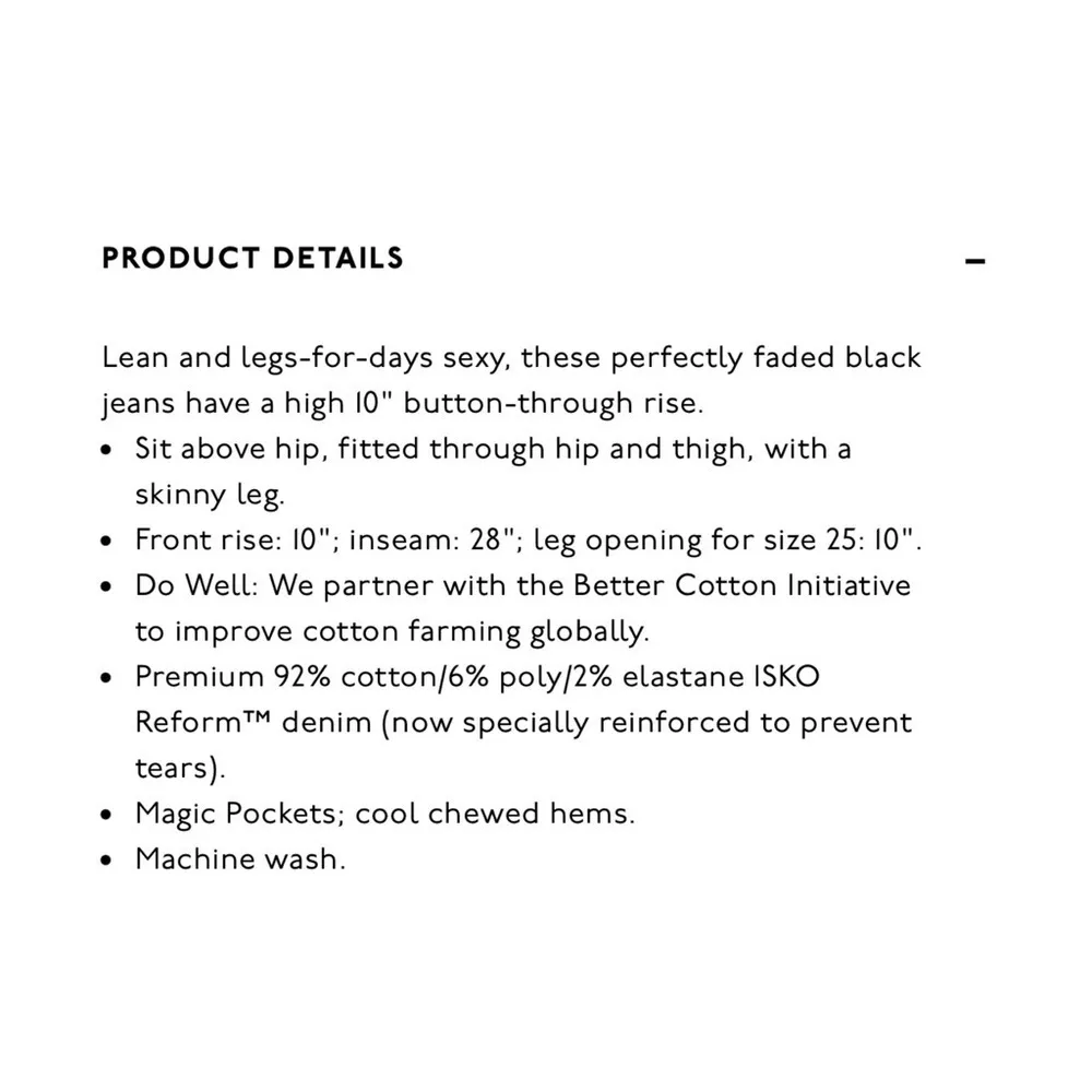 Madewell Berkeley Black 10" High-Rise Skinny Jeans Button-Through Edition - Image 12