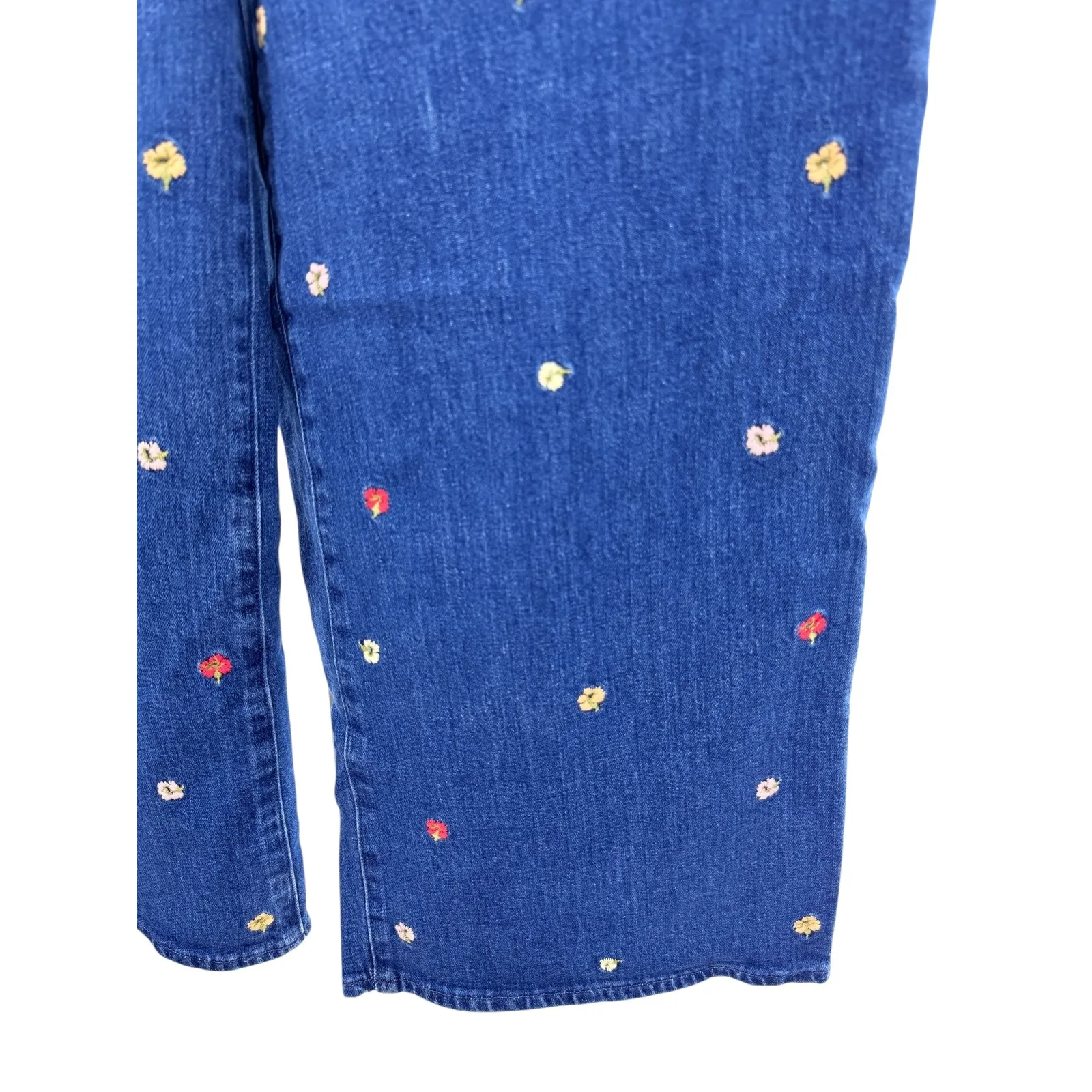 Madewell Wide Leg Crop Jeans Confetti Floral Embroidered Denim W30 Cottage NWT - Image 8