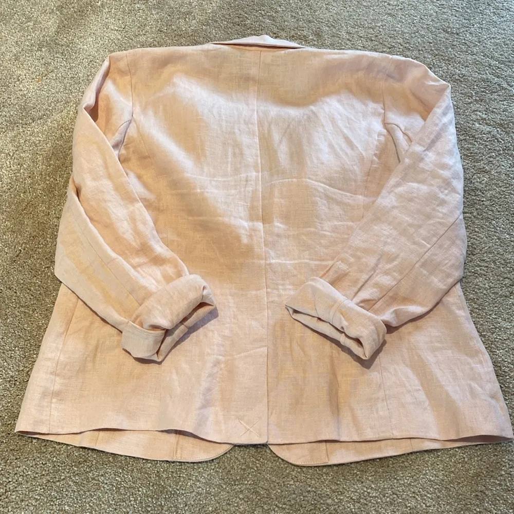 J Jill Love Linen Single Button L/S Unlined Blazer Jacket Shell Pink Sz Medium - Image 8