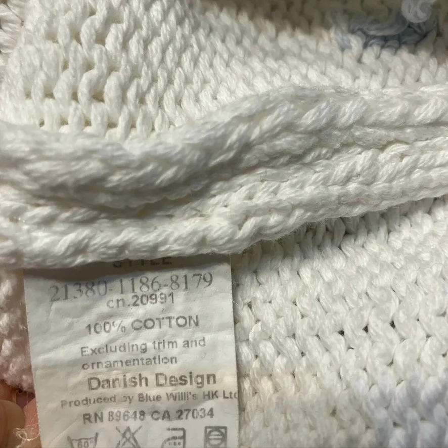 Blue Willi's Life Danish Design White Cotton Knit Full Zip Up Jacket‎ L Pastel Size L - Image 13