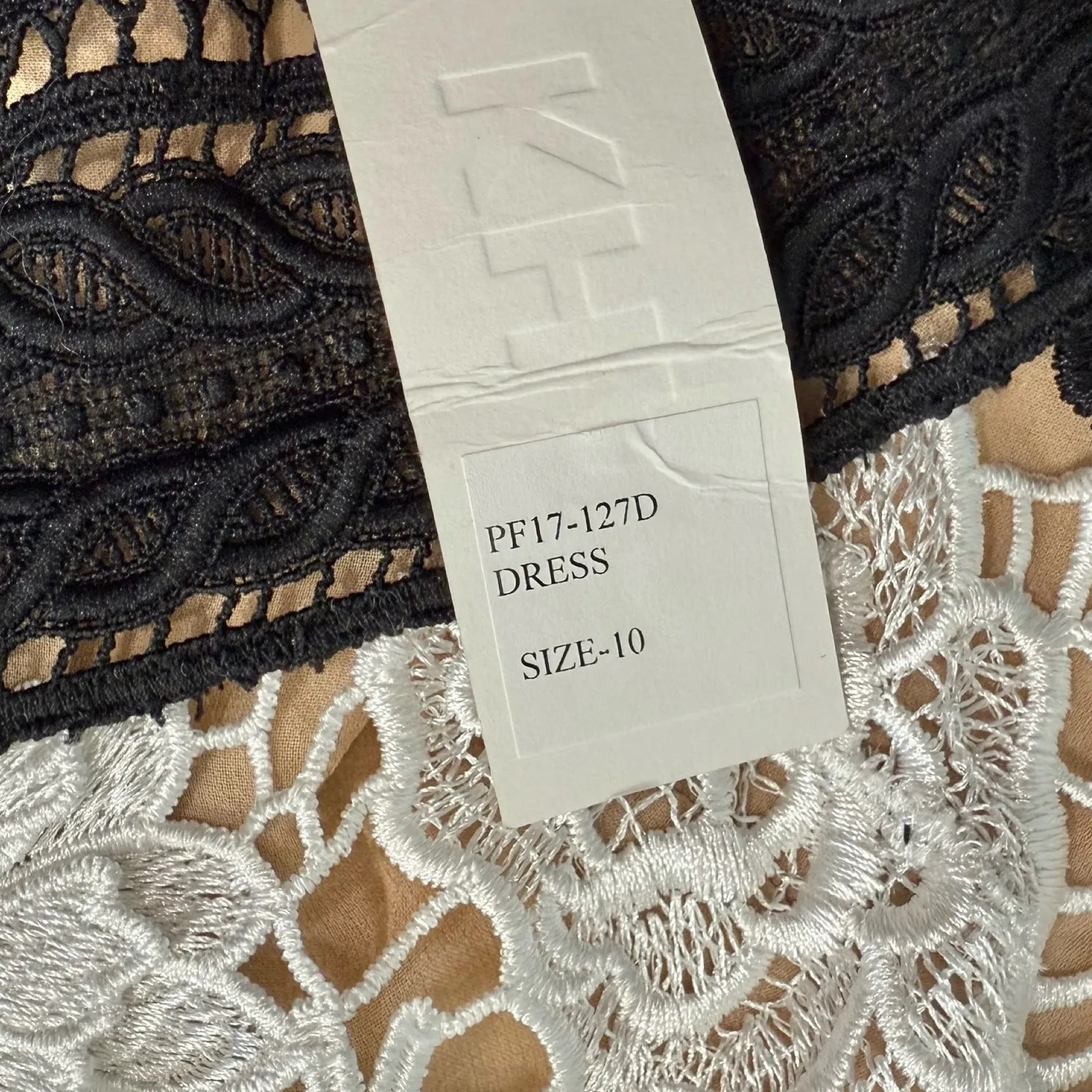 Naeem Khan Black White Nude Floral Lace Long Sleeve Mermaid Dress sz 10 NEW Tags - Image 6