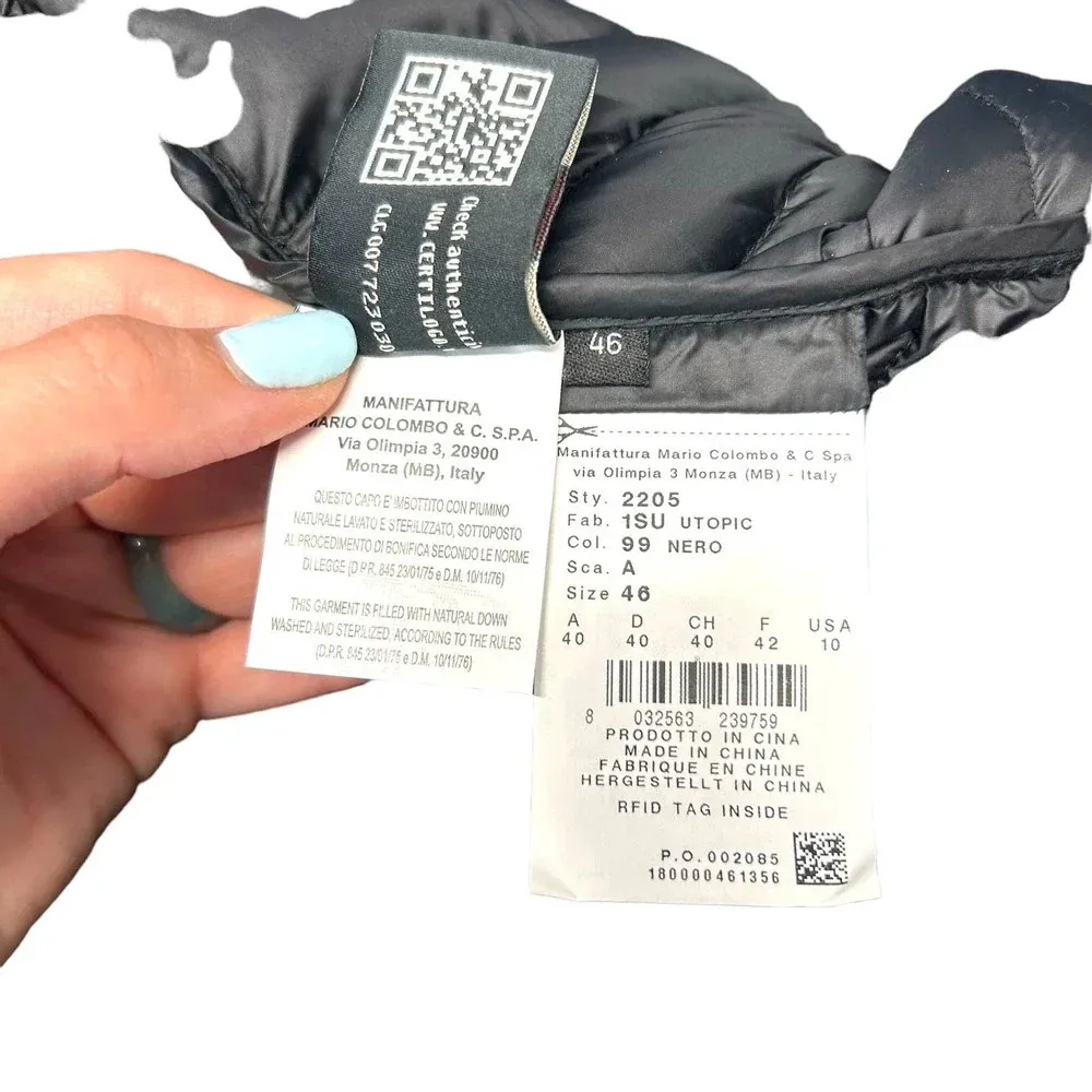 COLMAR ORIGINALS Black Velvet Puffer Jacket Duck Down‎ Size 46 / US 10 - Image 13