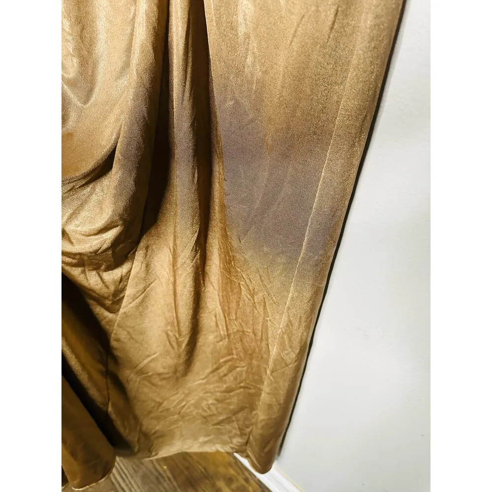 LAUREN RALPH LAUREN Gold Foil Print Twist Front Nadira Jersey Gown Size 4 - Image 11