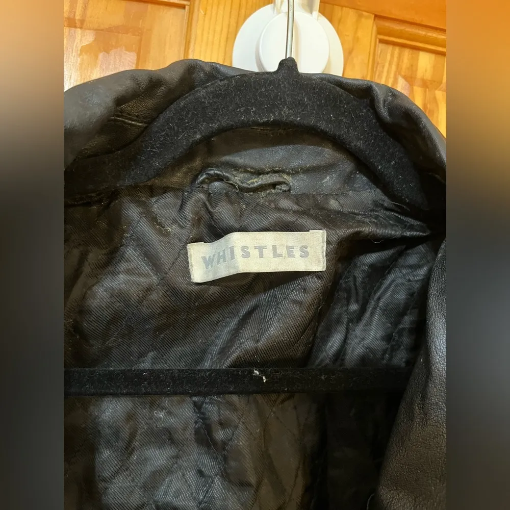 Whistles Black Leather Jacket Size 4 - Image 7