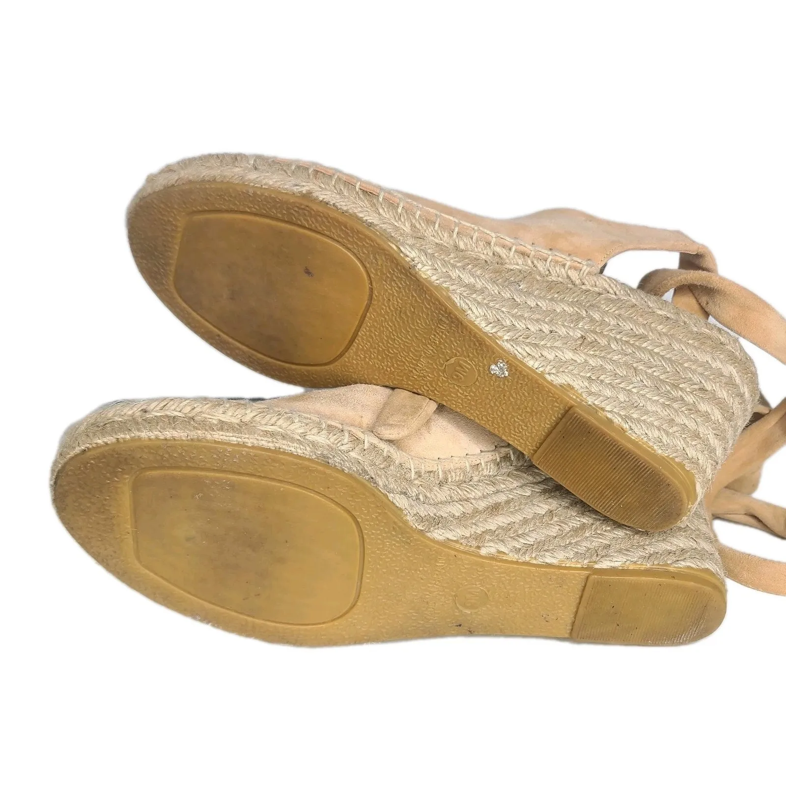 Etienne Aigner Suede Tie Up Wedge Sandals Shoes‎ Size 9 Tan - Image 8