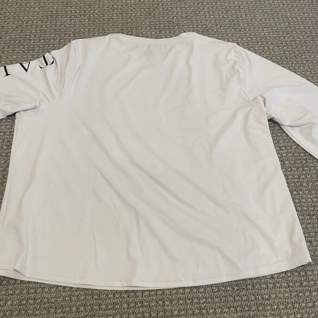 Talbots Shirt Womens 3X UPF 50 Protection White Long Sleeve Logo Black Spellout - Image 4