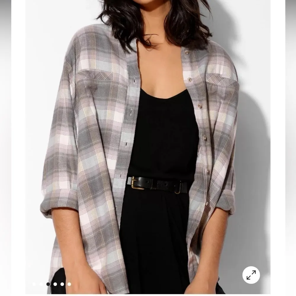 BDG Obie Grey Flannel Oversized Button-Down Shirt XS - Image 11