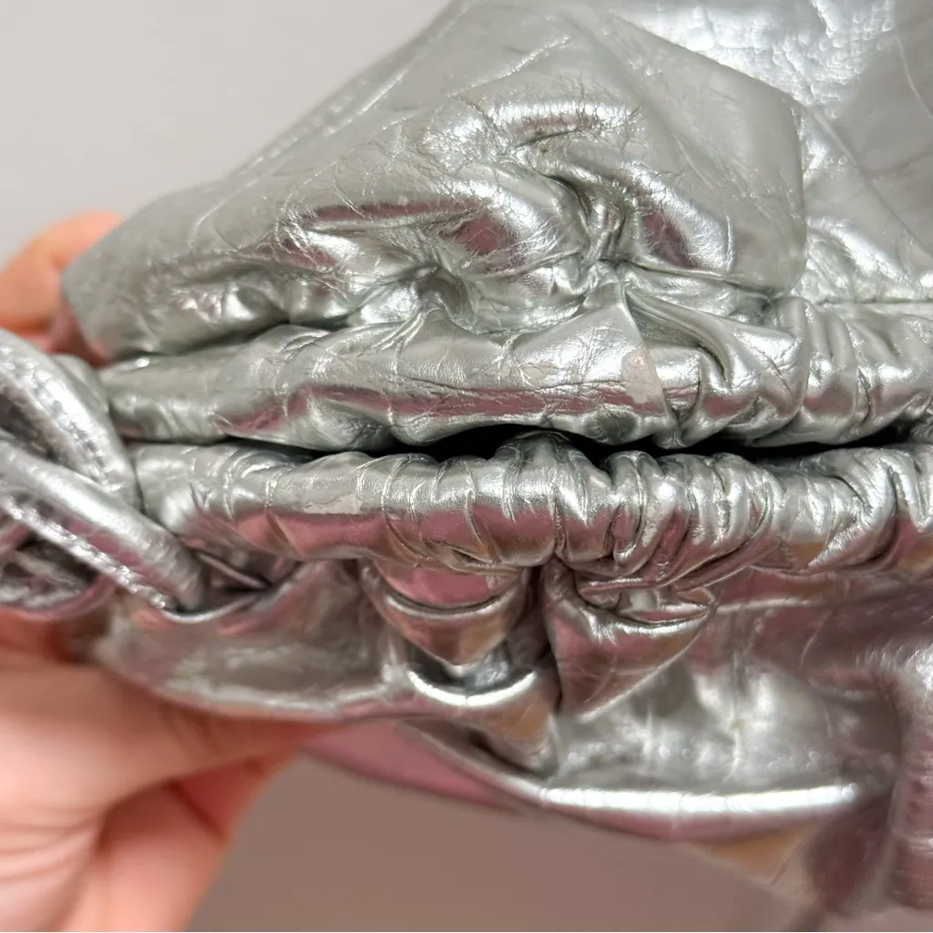 Mansur Gavriel silver metallic cloud clutch convertible shoulder bag holiday - Image 10