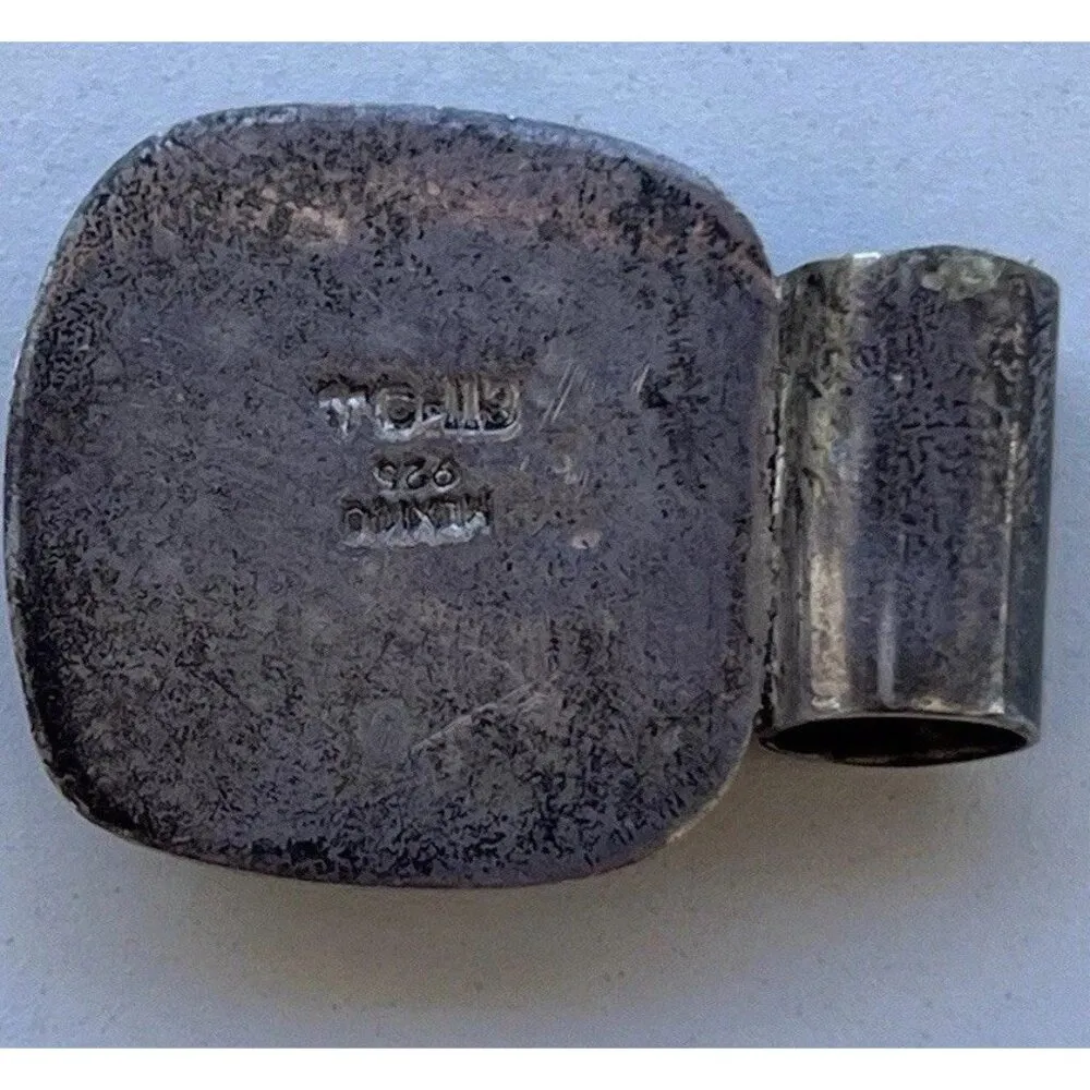 Sterling Silver 925 Blue Lapis Lazuli Square Pendant TC113 Signed Mexico - Image 9