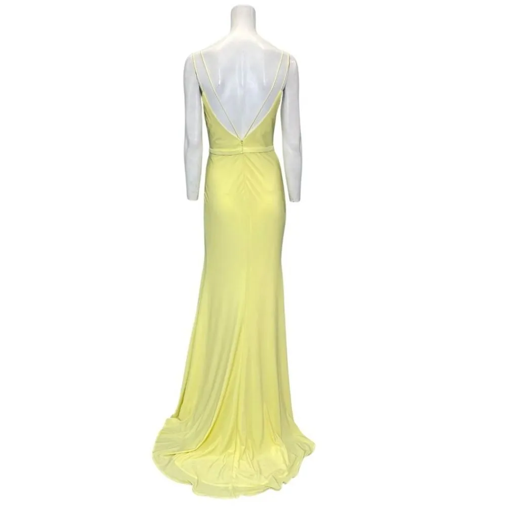 Dave & Johnny Surplice Sleeveless Side Slit Gown Yellow Size 4 NWT - Image 2