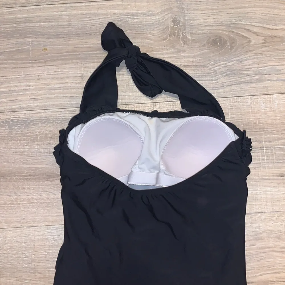 Diviine Modestee black ruffle tankini swimsuit top - Image 5