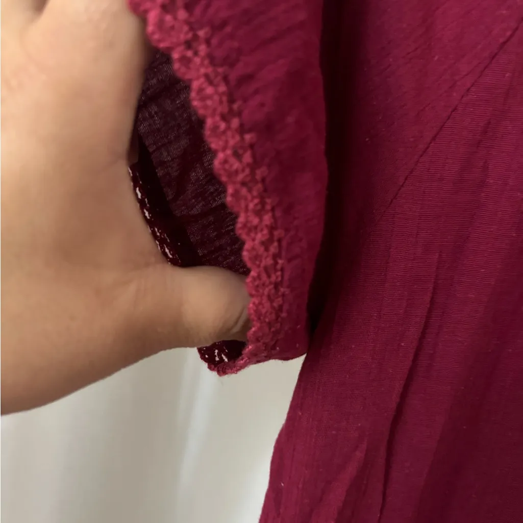 Charming Red Dress with Floral Embroidery 100 cotton Thailand Size undefined - Image 5