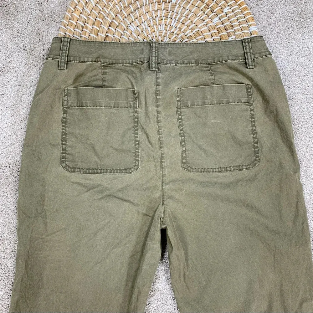 Eileen Fisher Tapered Ankle Pants Mid Rise Organic Cotton Blend in Olive Size SP - Image 10