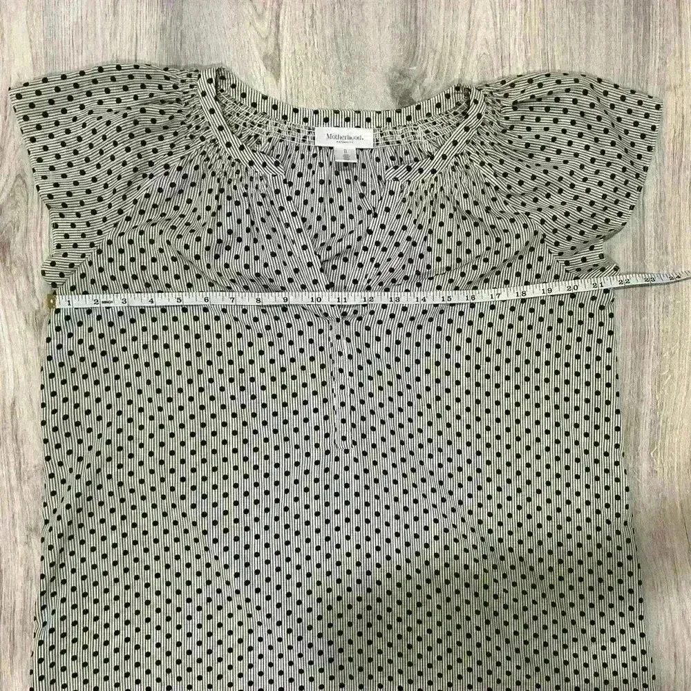 Motherhood Maternity Short Sleeve Shirt Black White Polka Dot Tunic Top Size M - Image 6