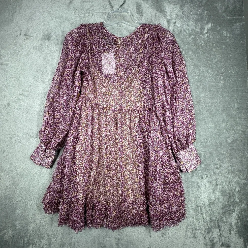 O.P.T. Dress Women Medium Purple Yellow Ditzy Floral Bessy Mini Boho Cottagecore - Image 3