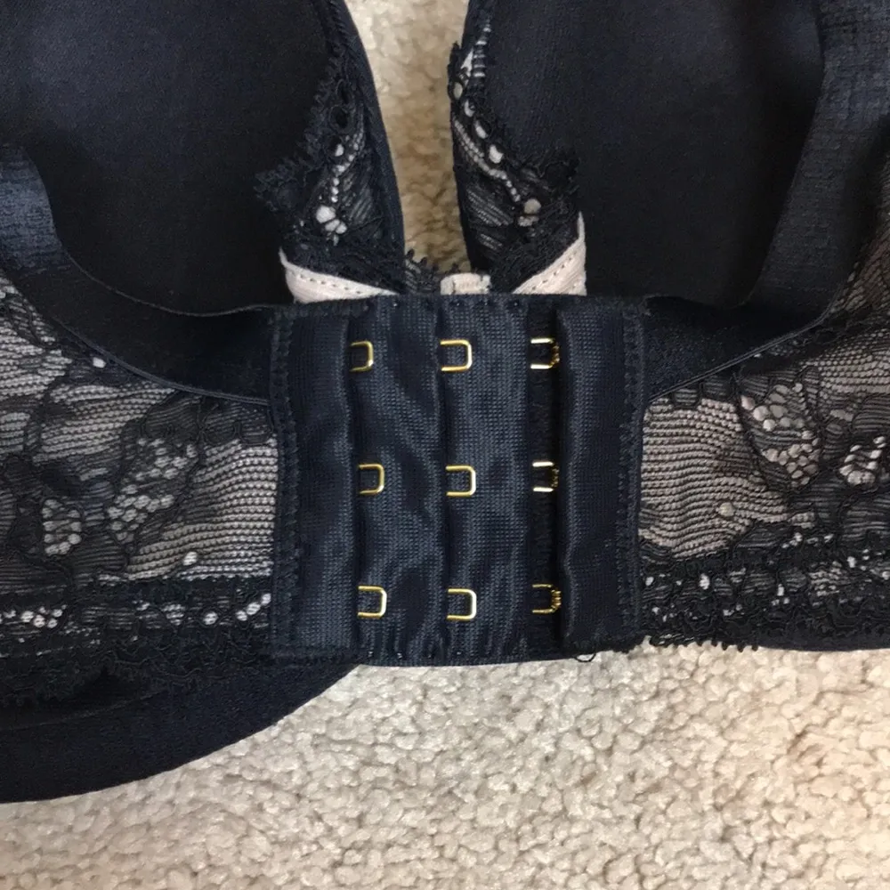 Cacique Women’s Quarterly Plunge Lace Black Beige Lightly Padded Bra - Image 5