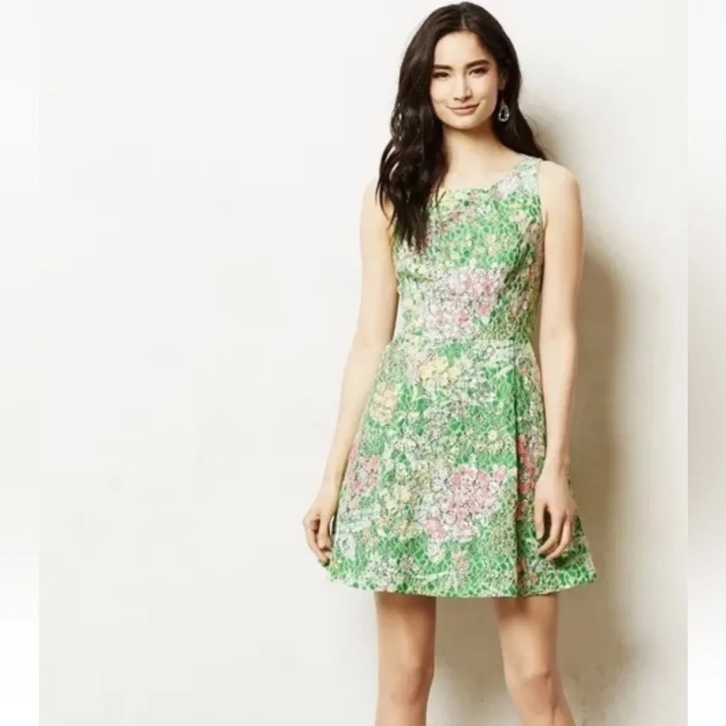 Anthropologie Laced Verbena Dress Maeve Floral Sequin Spring 6 - Image 3