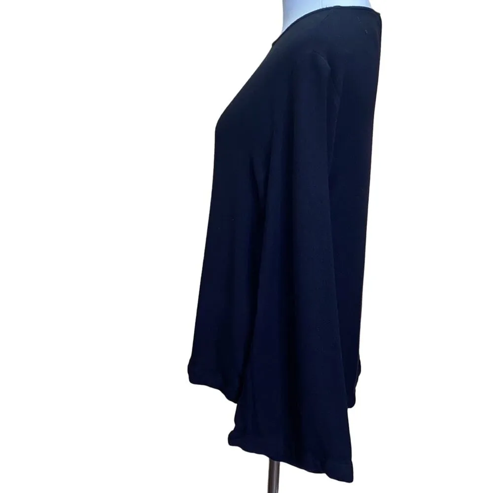 Cloth & Stone Anthropologie Black Bell Sleeves Long Sleeve Viscose Blouse XS - Image 4