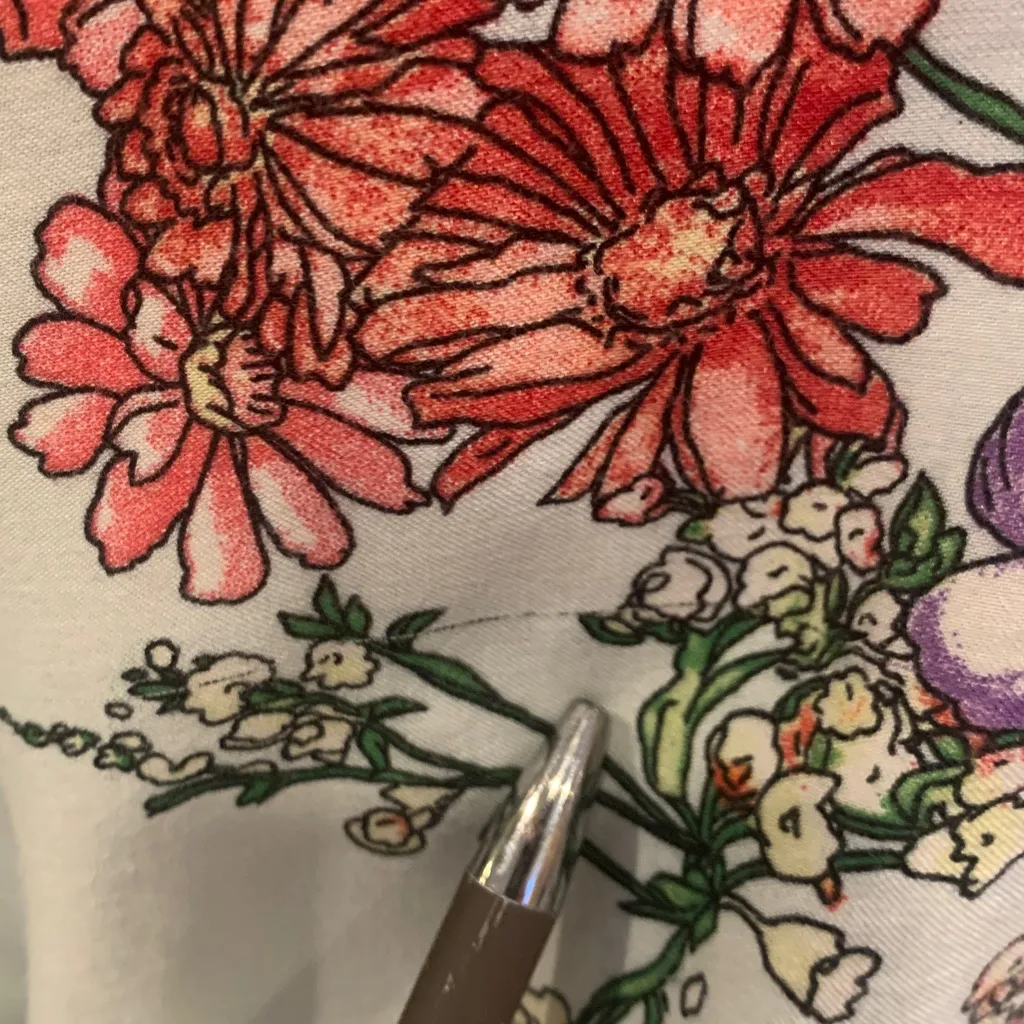 Nine Britton Y2K Style Floral Gray and Baby Blue Women's Small Blouson Top - Image 5